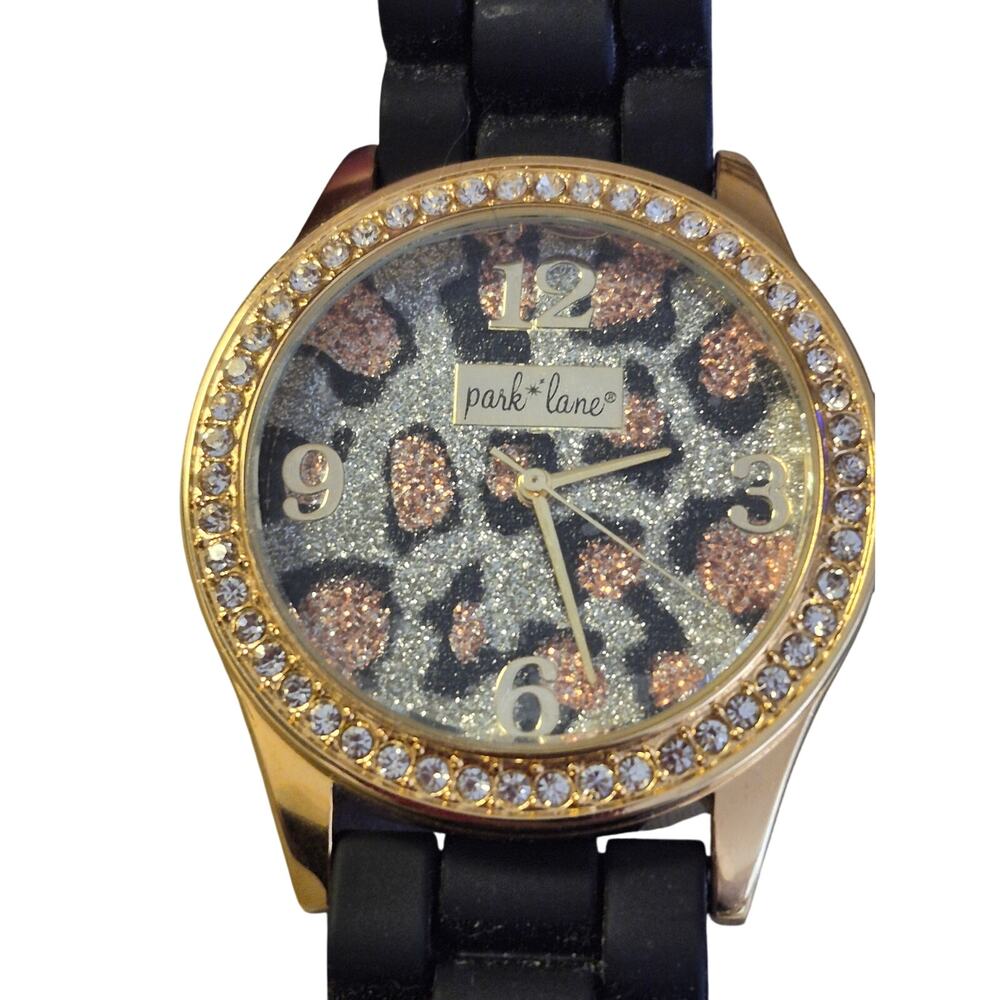 Park Lane Ladies Watch Animal Print dial Unusual circular bezel with rhinestones